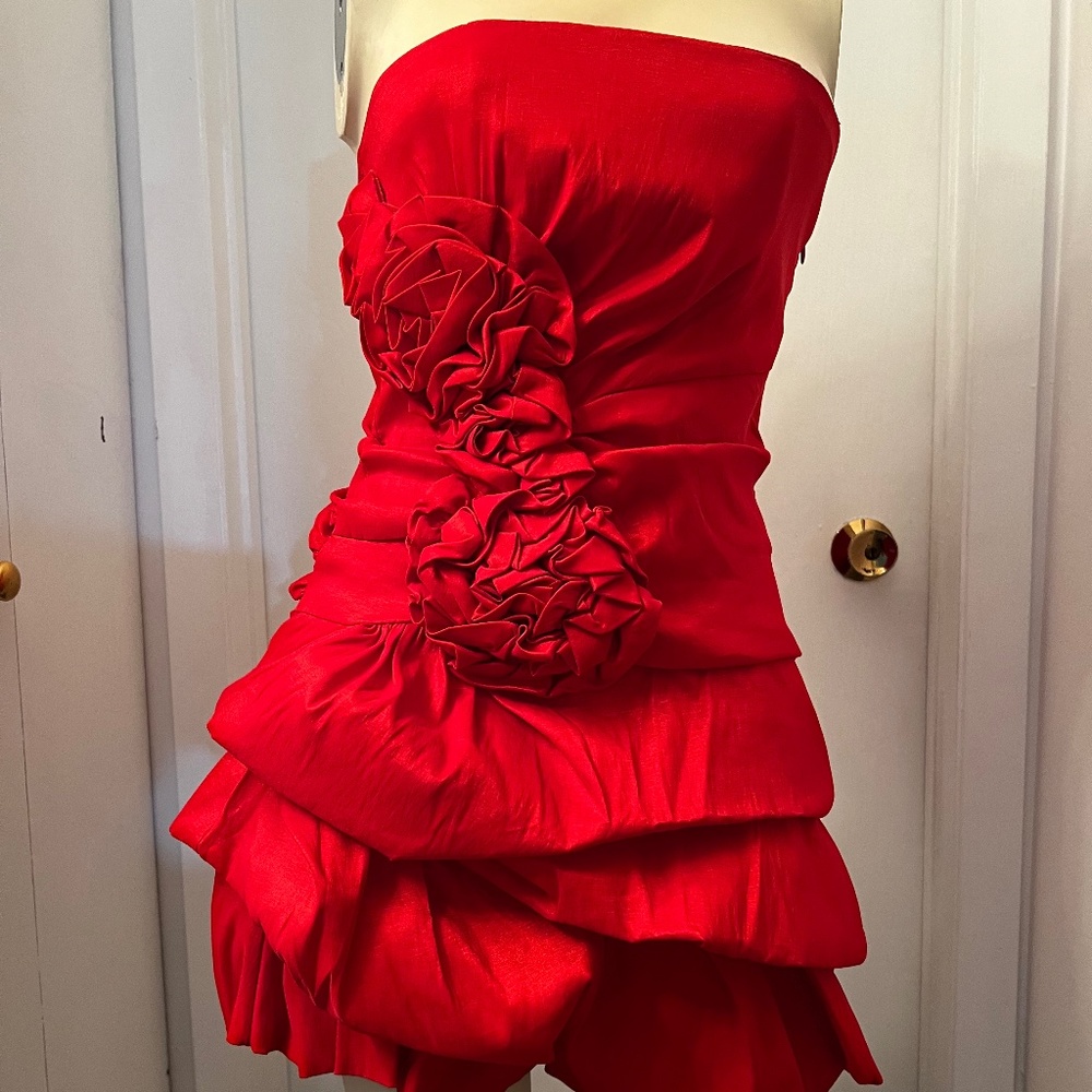 Forever 21 Red Ruched Strapless Bodycon Mini